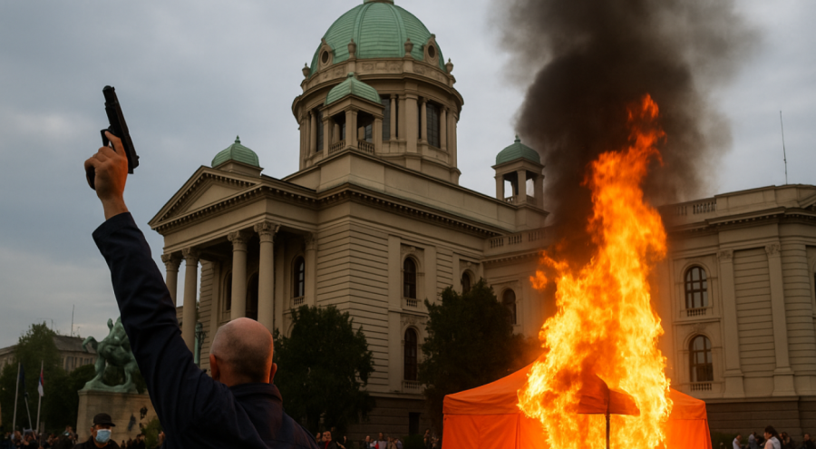 Pucnjava i požar ispred parlamenta u Beogradu: Jedna osoba ranjena
