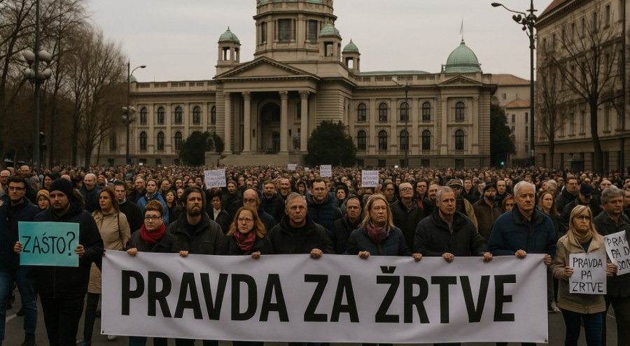 Desetine hiljada građana na ulicama Beograda: Protest povodom godišnjice urušavanja krova železničke stanice