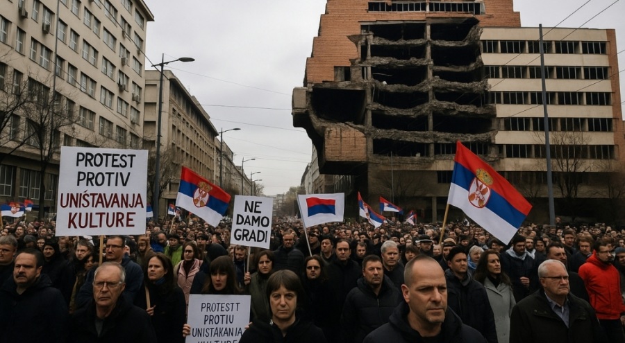 Protest u Beogradu protiv projekta Džareda Kušnera: Građani negoduju zbog prodaje istorijskog pro...