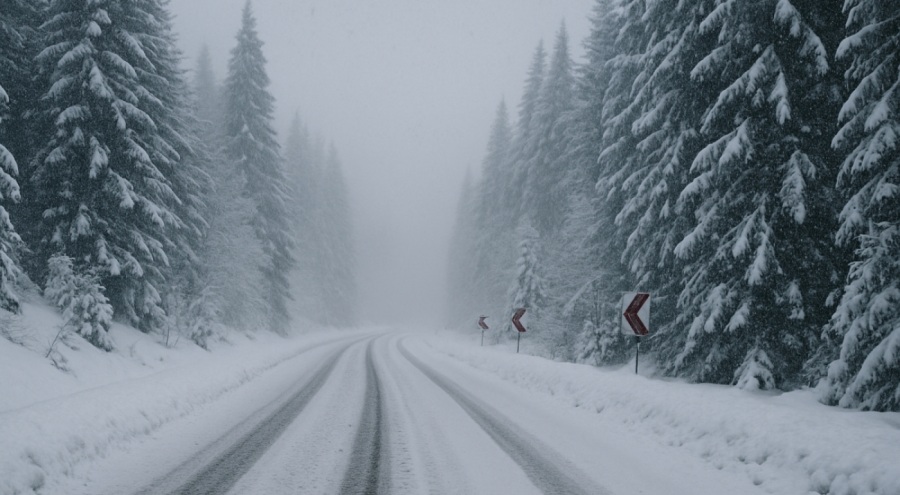 Ninsoare abundentă în Carpați a paralizat traficul: Peste 20 de drumuri închise