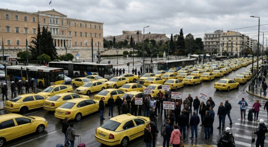 Yunanistan'da Hayat Durdu: Taksiciler Kontak Kapattı, 48 Saatlik "Vergi" Grevi Başladı!