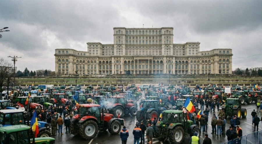Bükreş'te "Traktörlü Kuşatma": Çiftçilerin Sabrı Taştı, Başkent Kilitlendi!